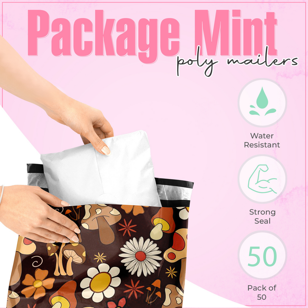 Mushroom Polymailers 10x13 - 50 pack