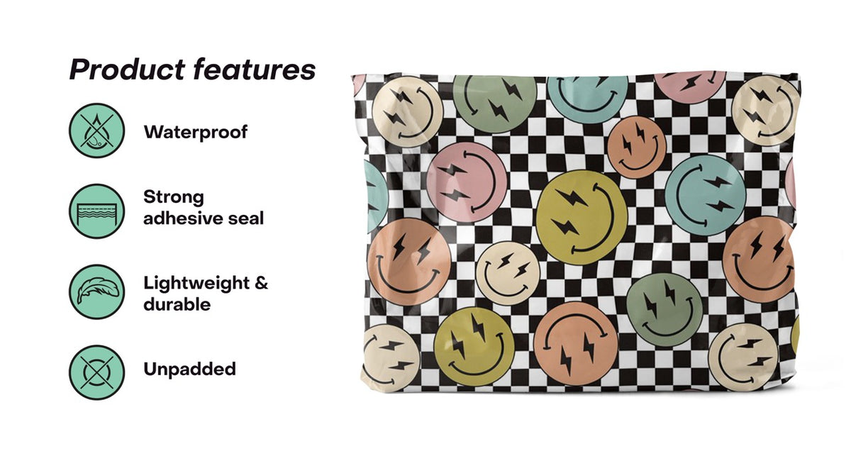 Smiles Checkerboard 14x19 Poly Mailers