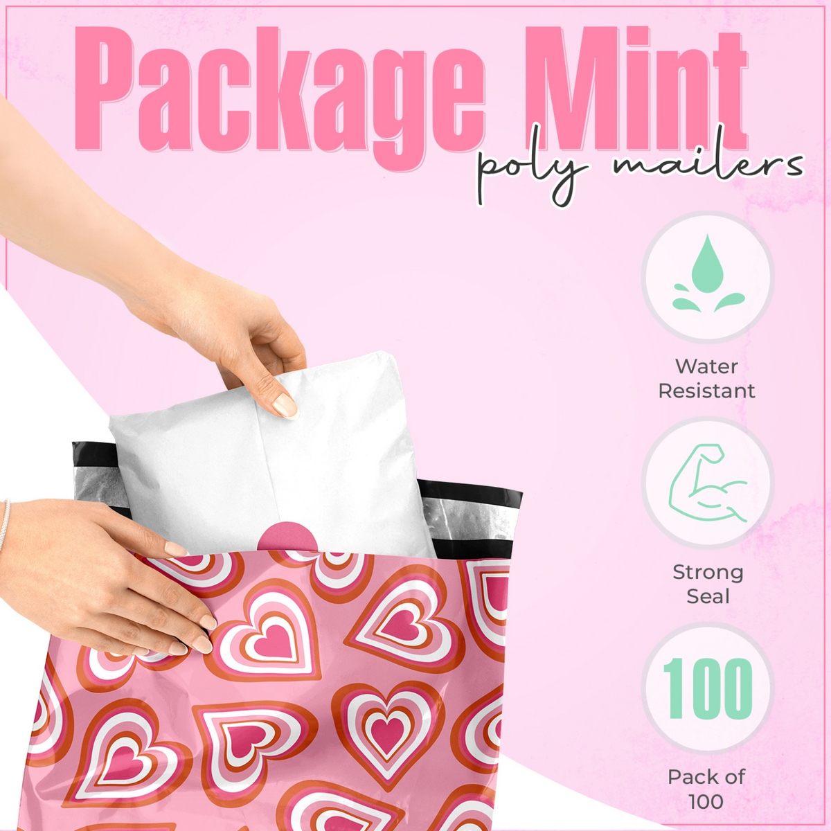 Hearts Poly Mailers 10x13