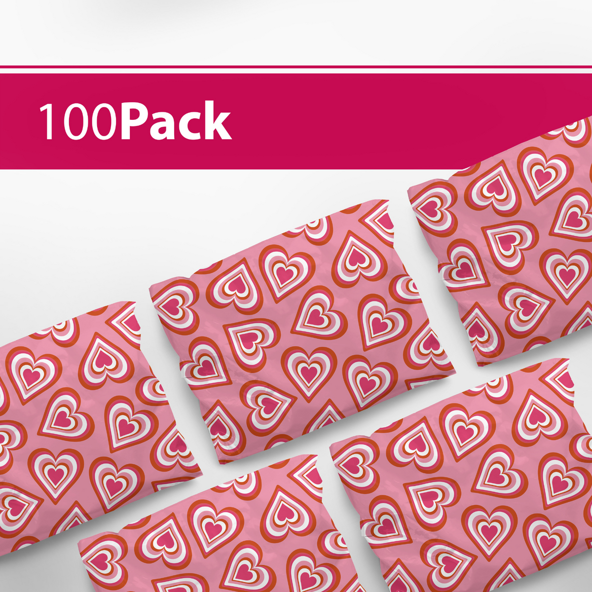 Hearts Poly Mailers 6x9 - 100 pack