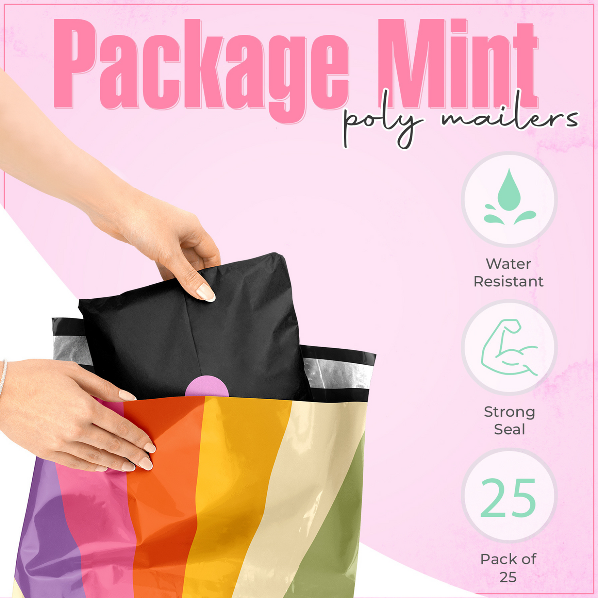 Retro Rainbow Polymailers 10x13 - 25 pack