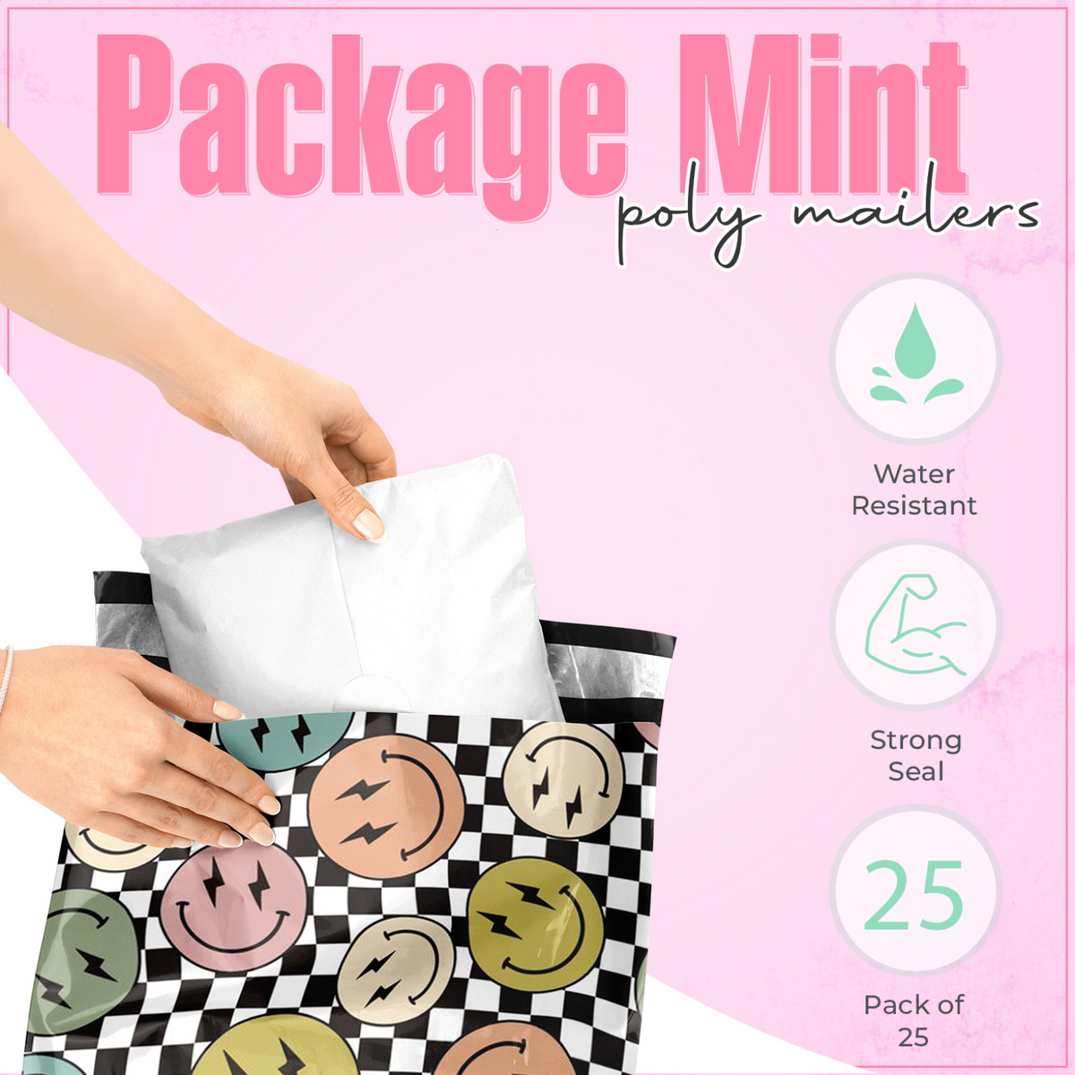 Smile Face Polymailers 10x13 - 25 pack