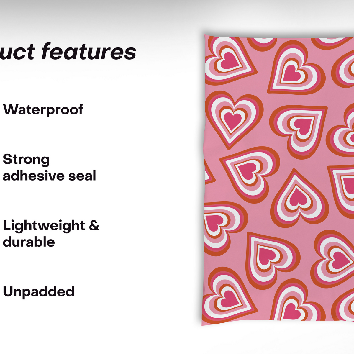 Hearts Poly Mailers 6x9 - 100 pack