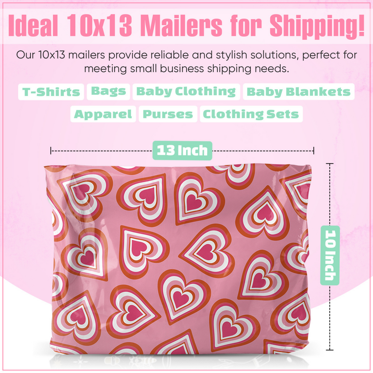 Hearts Poly Mailers 10x13