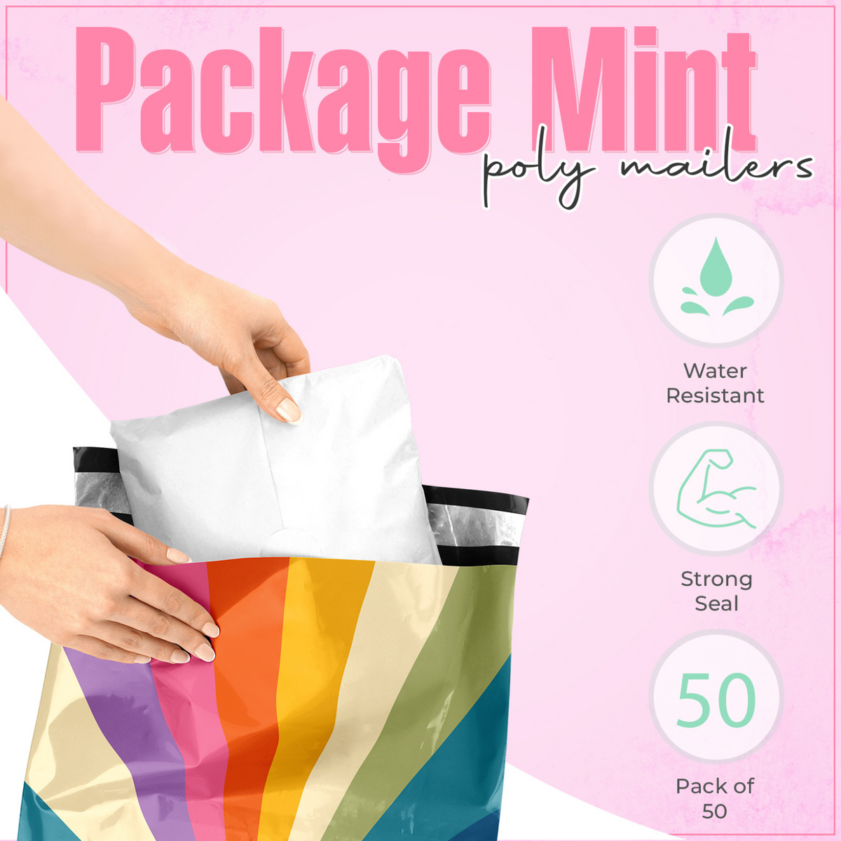 Retro Rainbow Polymailers 10x13 - 50 pack