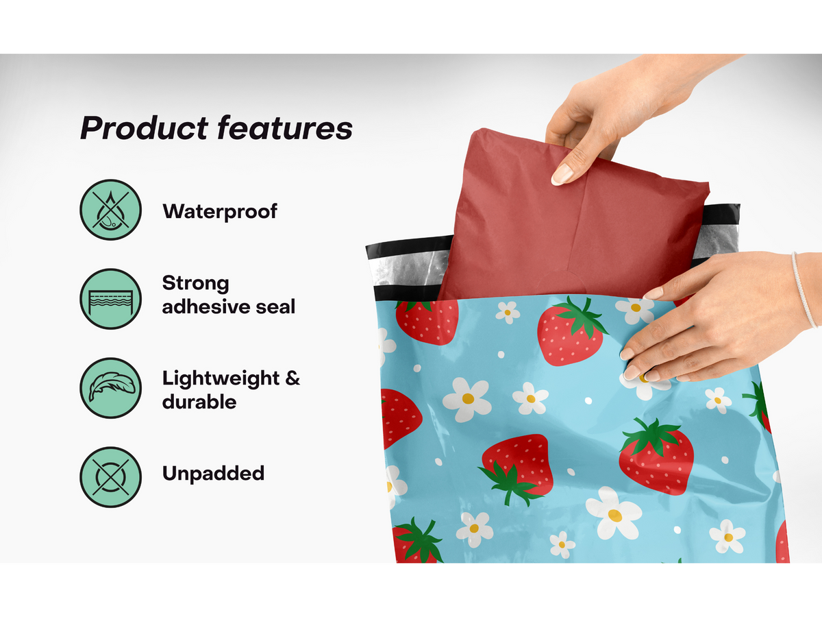 Strawberries Poly Mailers 10x13&quot;
