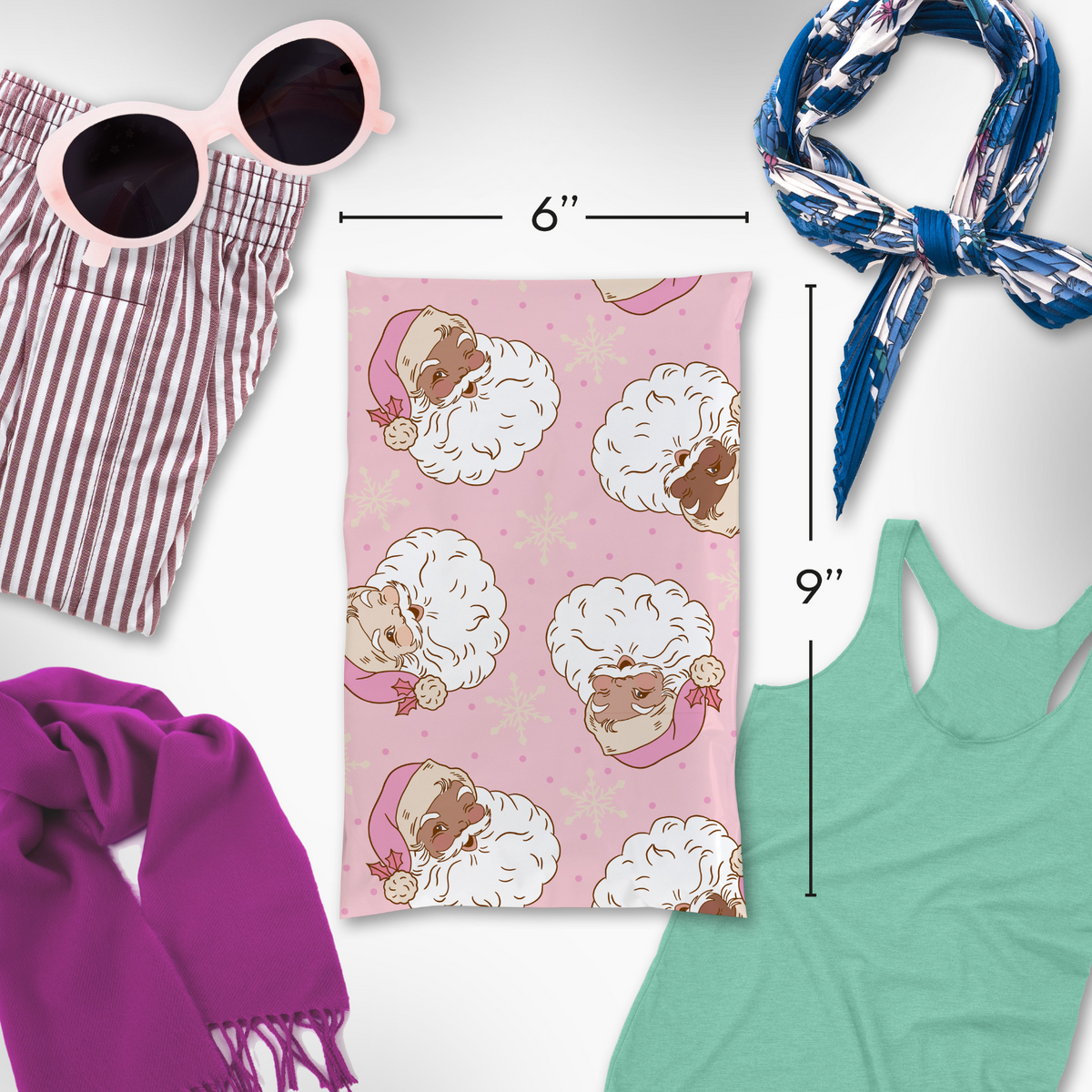 Santa Poly Mailers 6x9 - 100pk