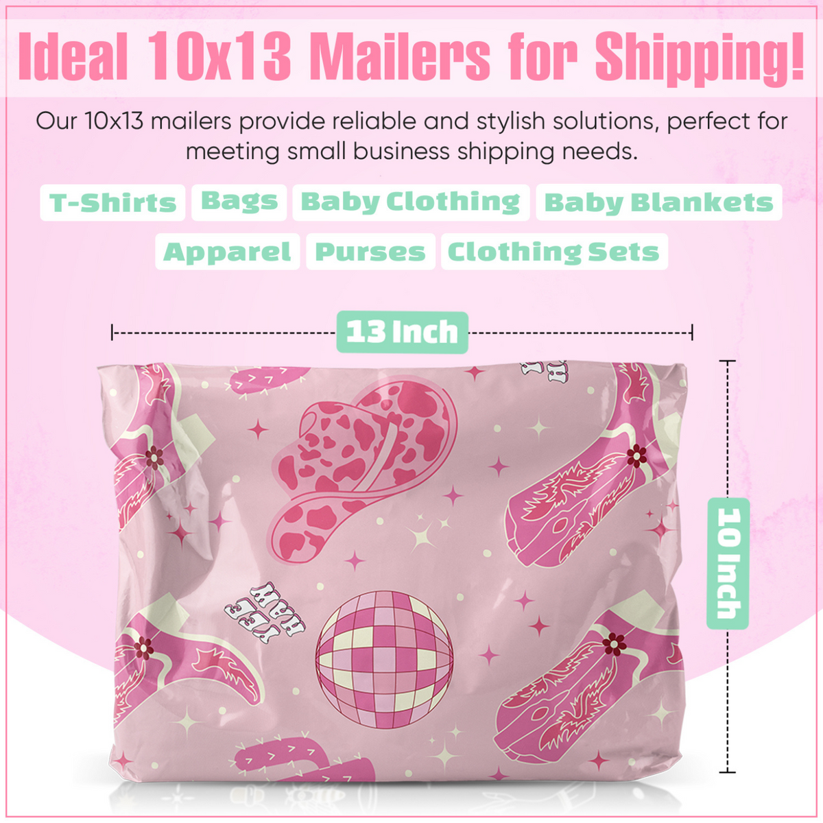 Disco Cowgirl Poly Mailers 10x13