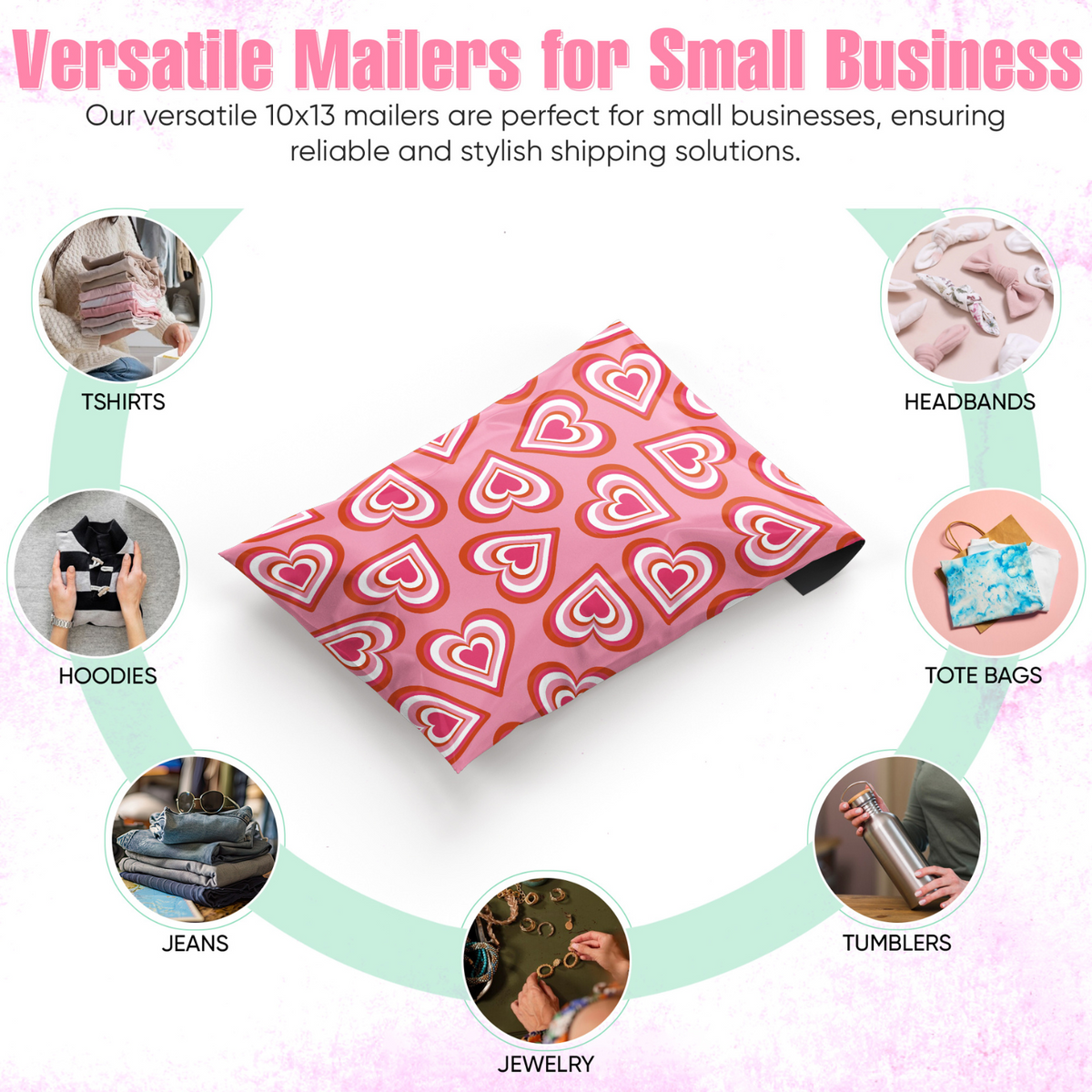 Hearts Poly Mailers 10x13