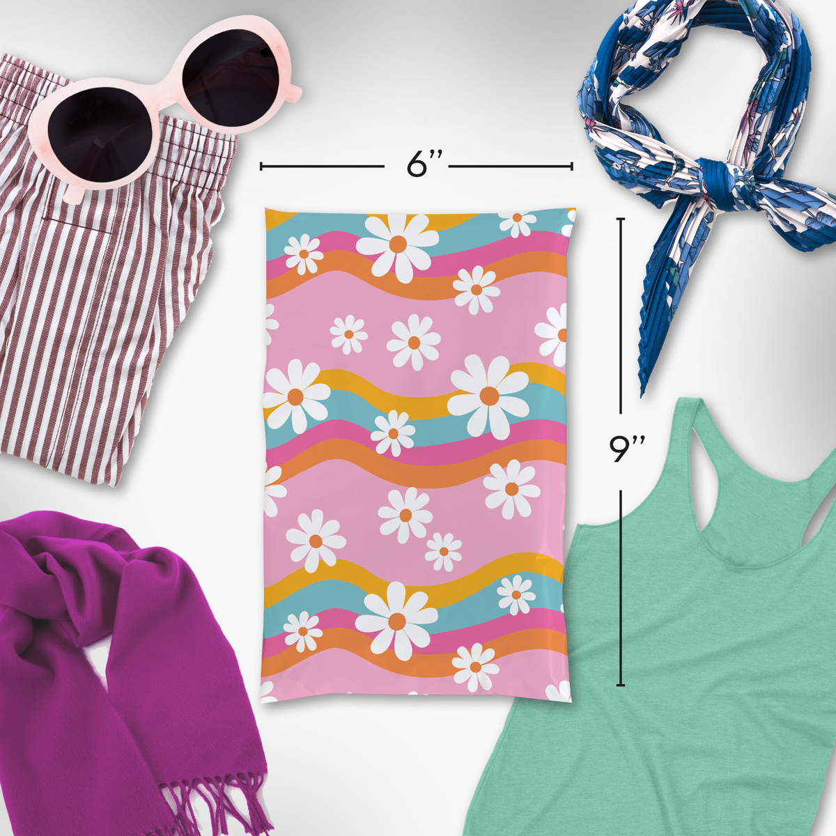 Groovy Daisy Poly Mailers 6x9 - 100 pack