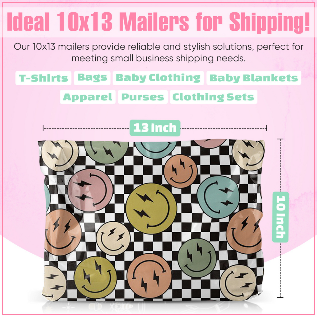 Smile Face Poly Mailers 10x13 - 50 pack
