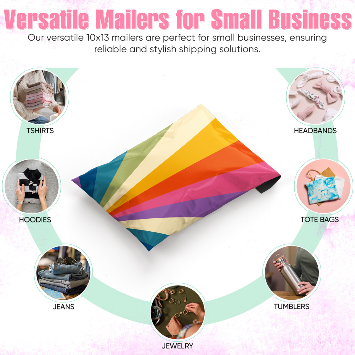 Retro Rainbow Polymailers 10x13 - 25 pack