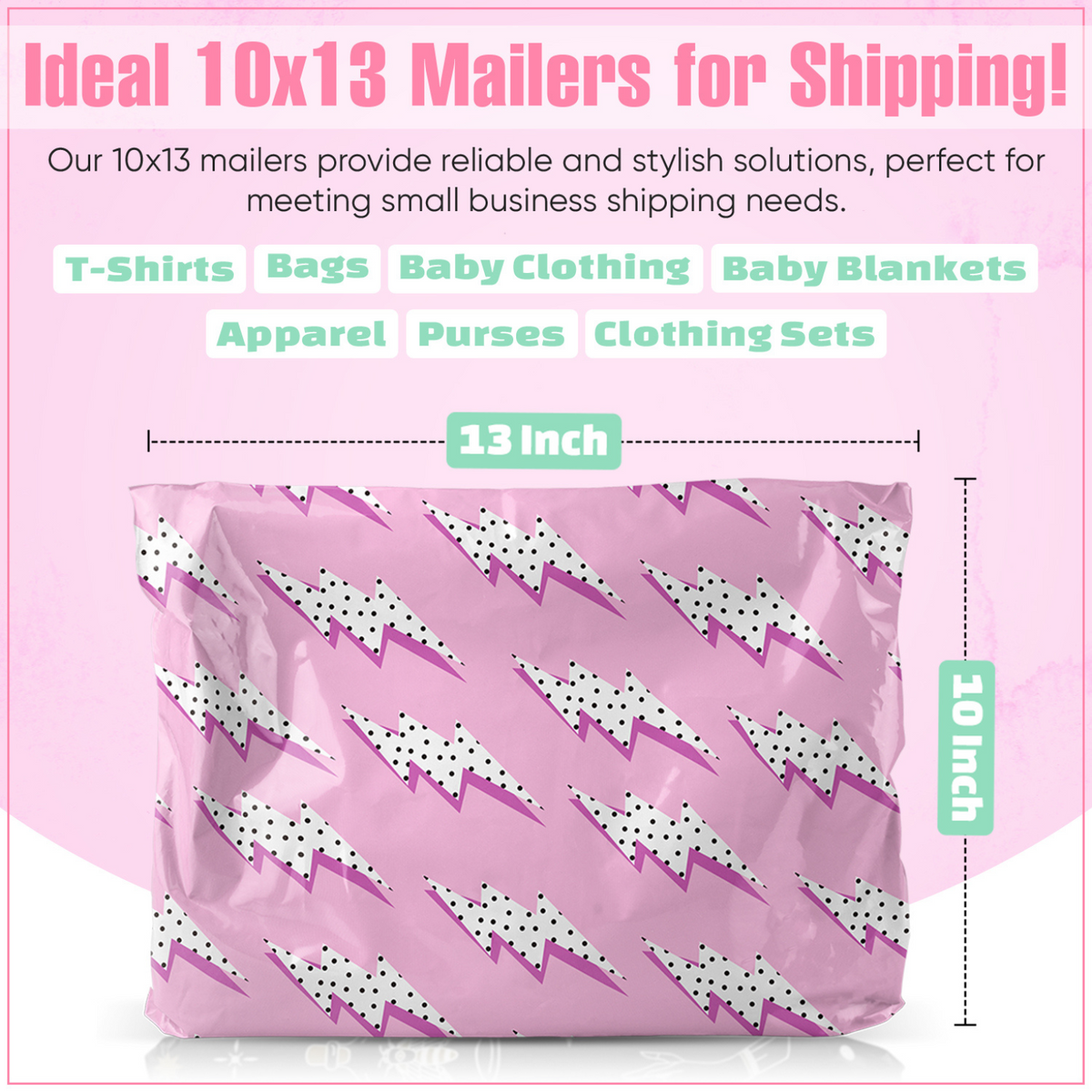 Pink Lightning Polymailers 10x13 - 25 pack