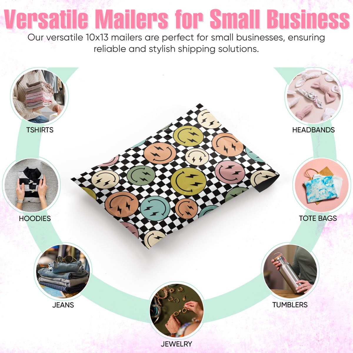 Smile Face Poly Mailers 10x13 - 50 pack