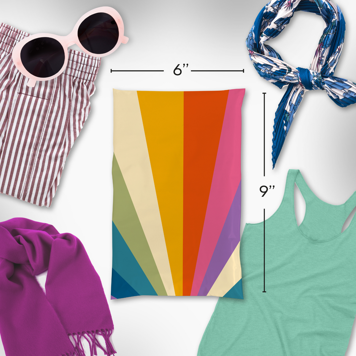 Retro Rainbow Polymailers 6x9 - 100 pack