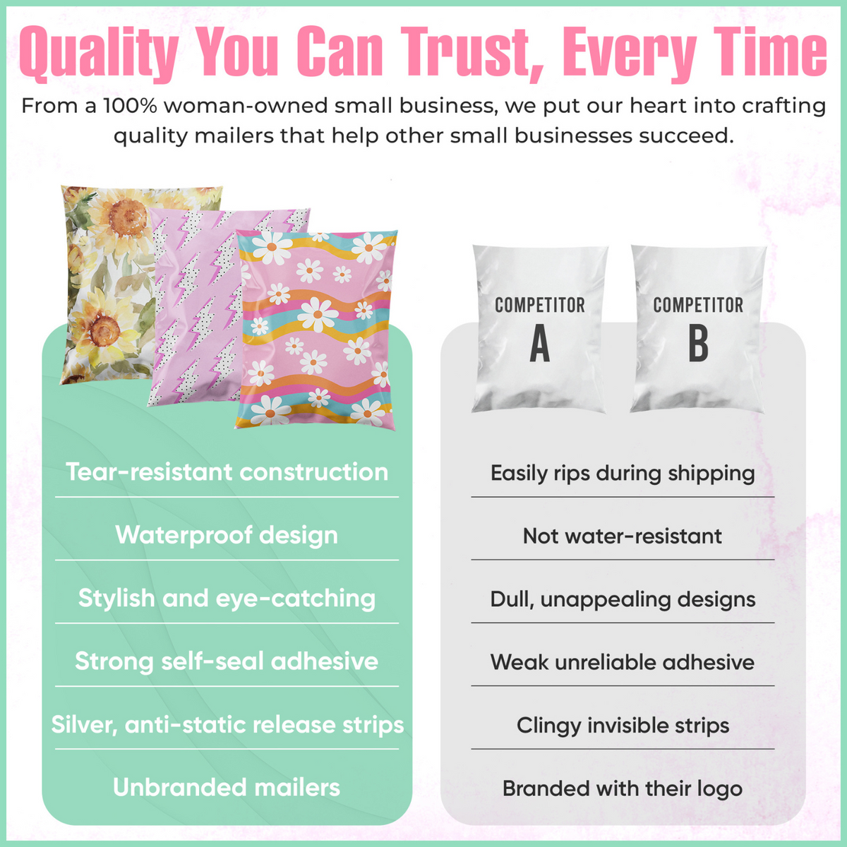 Pink Lightning Polymailers 10x13 - 25 pack