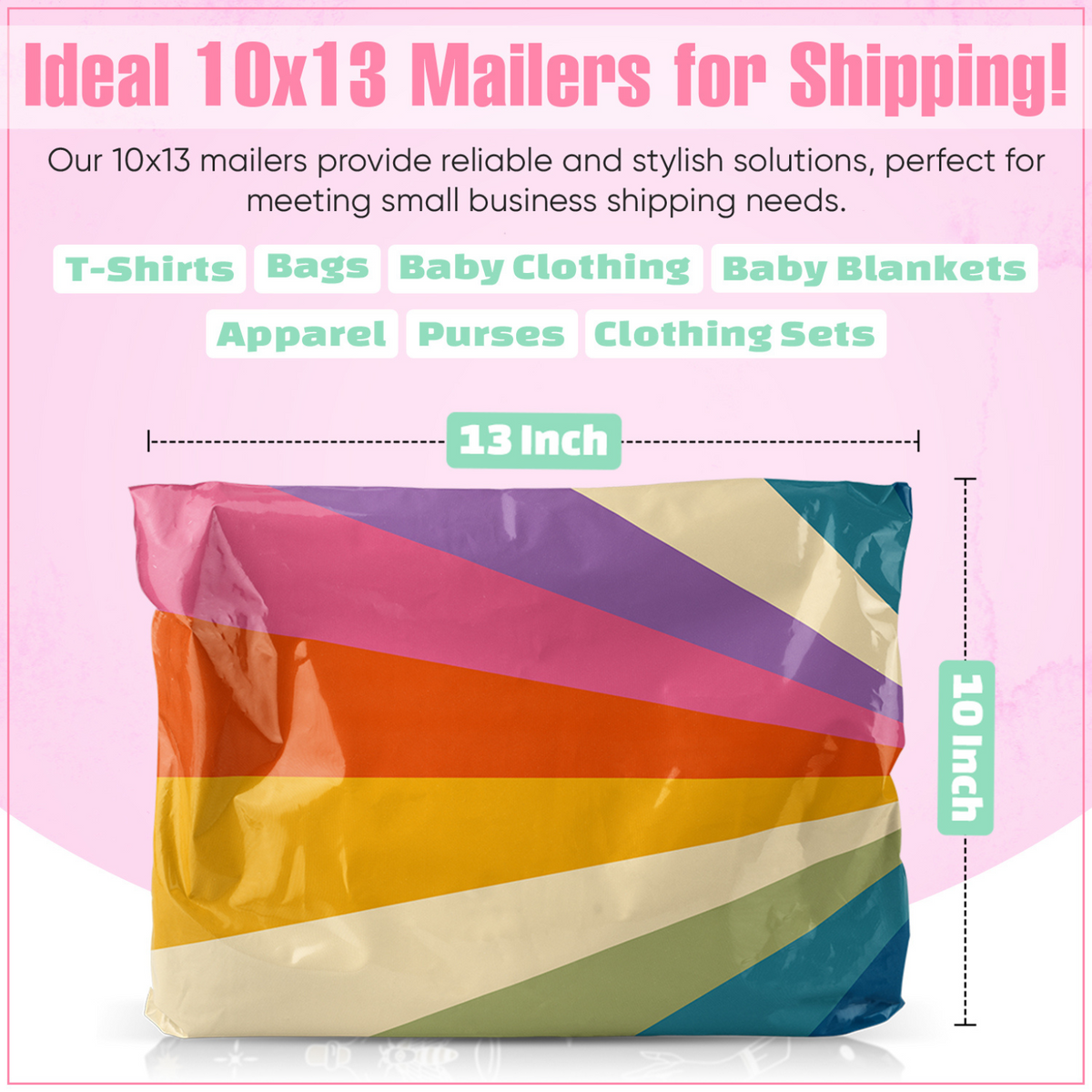 Retro Rainbow Polymailers 10x13 - 25 pack