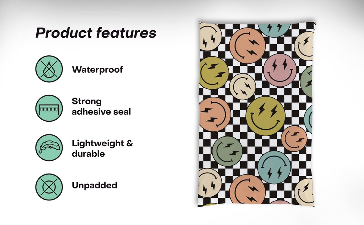 Smiles Checkerboard 6x9 Poly Mailers