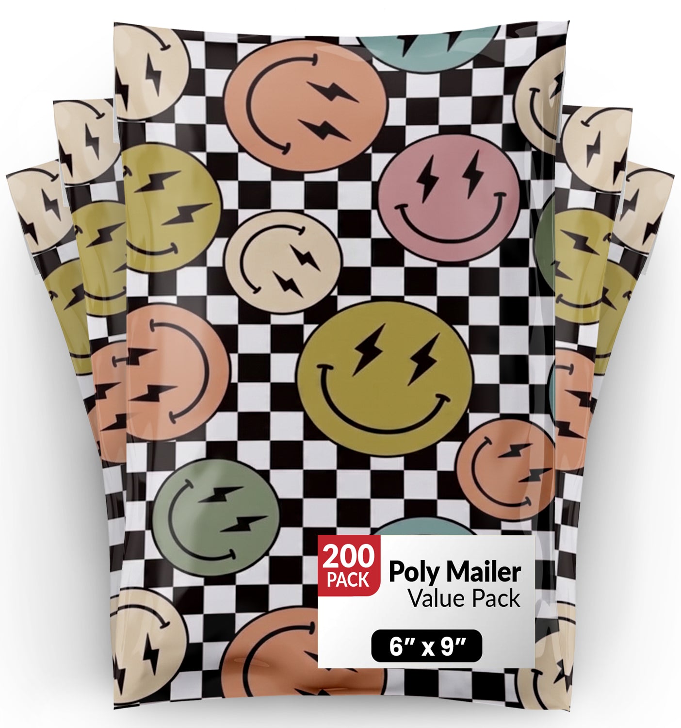 Smiles Checkerboard 6x9 Poly Mailers