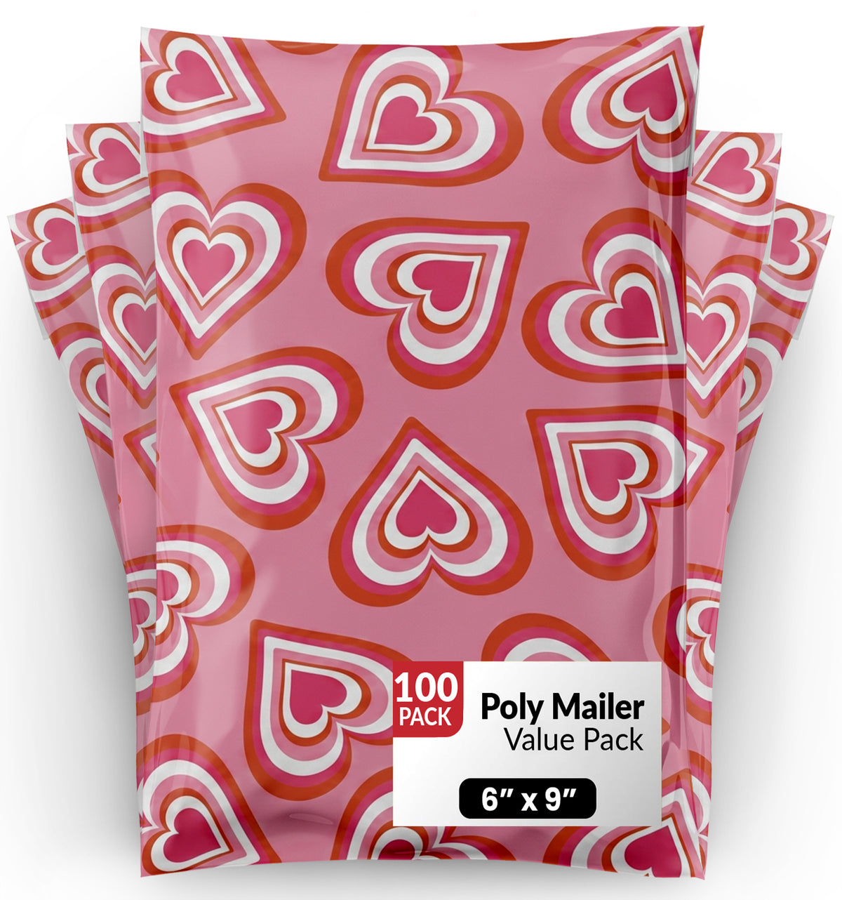 Hearts Poly Mailers 6x9 - 100 pack