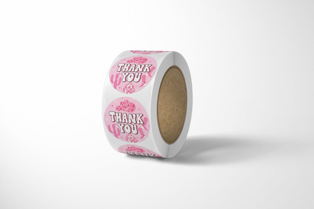 Disco Cowgirl Thank You Stickers - 500 Count