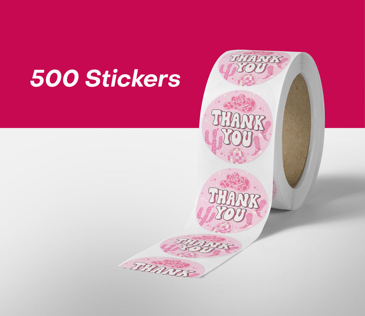 Disco Cowgirl Thank You Stickers - 500 Count
