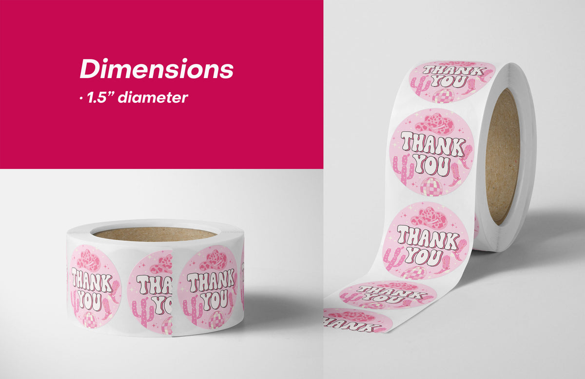 Disco Cowgirl Thank You Stickers - 500 Count