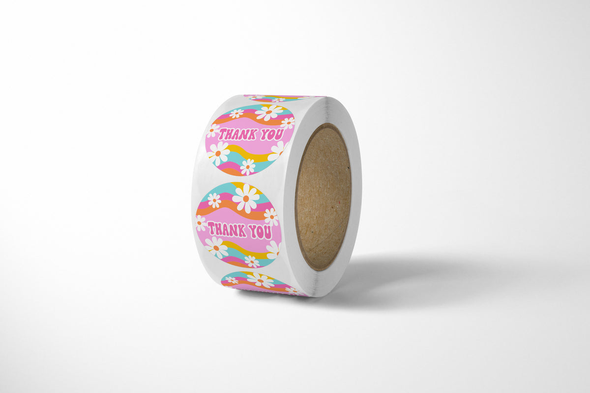Groovy Daisy Thank You Stickers - 500 Count