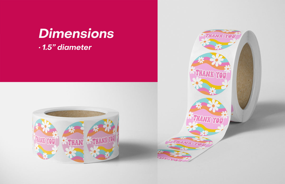 Groovy Daisy Thank You Stickers - 500 Count