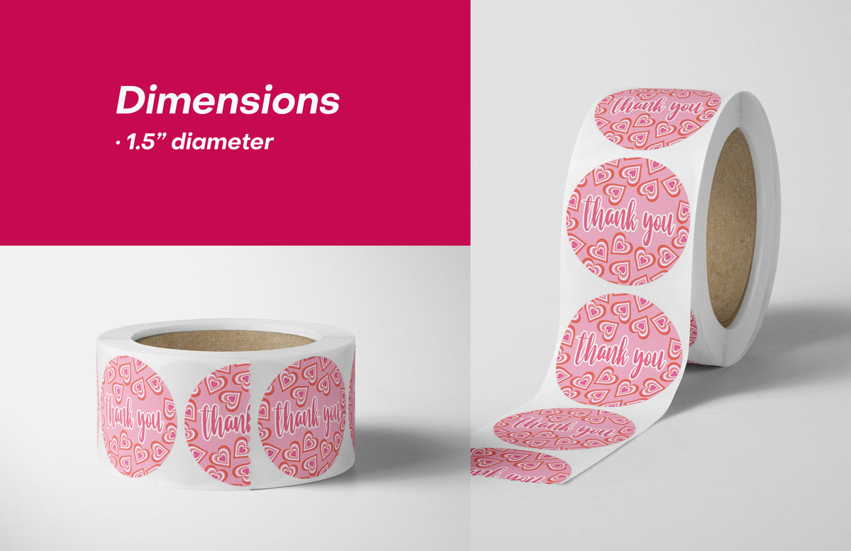 Heart Thank You Stickers - 500 Count