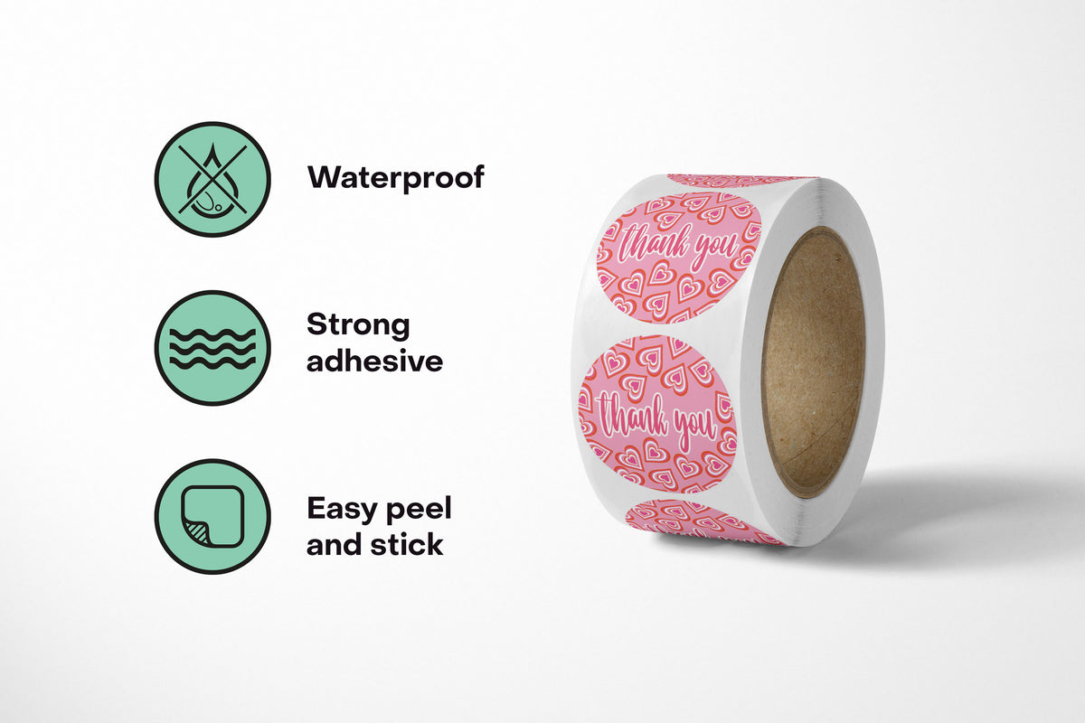 Heart Thank You Stickers - 500 Count