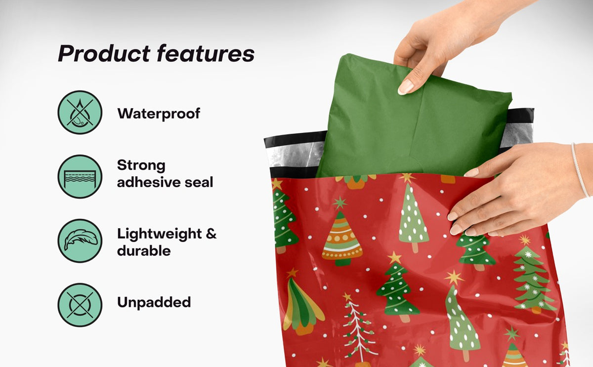 Holiday Trees 10x13 Poly Mailers
