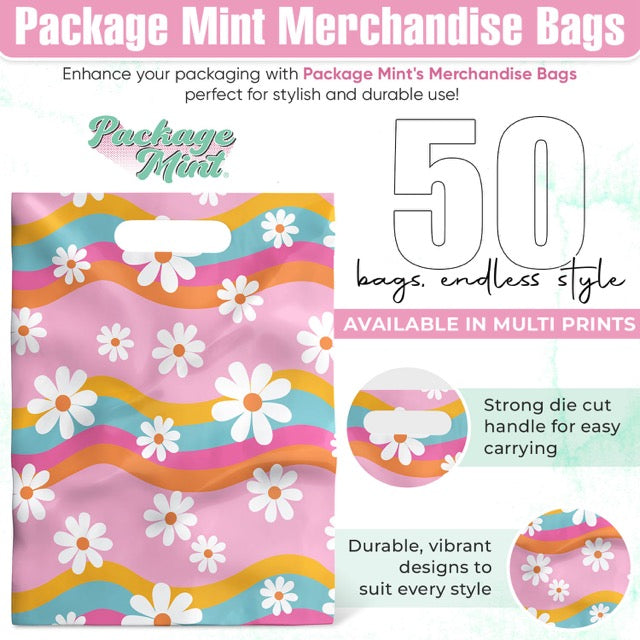 Groovy Daisy Merchandise Bags 9x12 - 50 pack