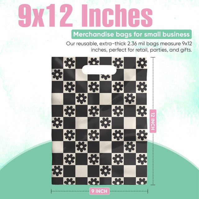 Daisy Check Merchandise Bags 9x12 - 100 pack
