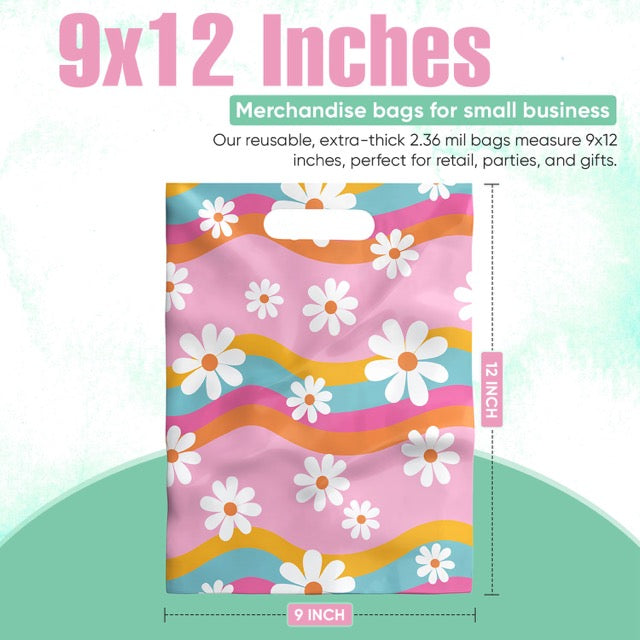Groovy Daisy Merchandise Bags 9x12 - 100 pack