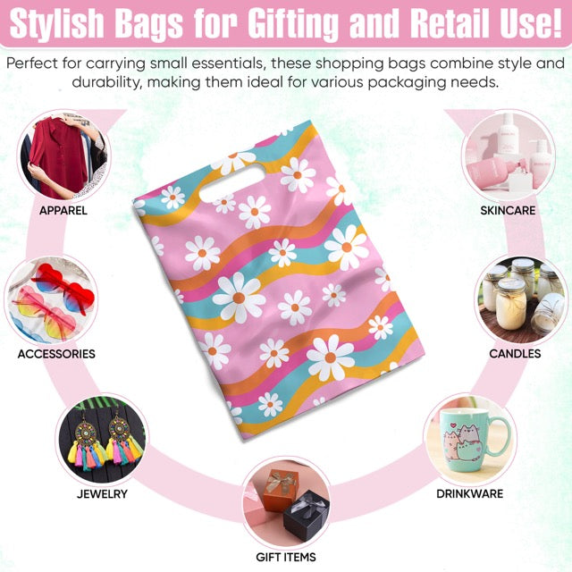 Groovy Daisy Merchandise Bags 9x12 - 100 pack