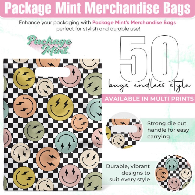 Smile Face Merchandise Bags 9x12 - 50 pack