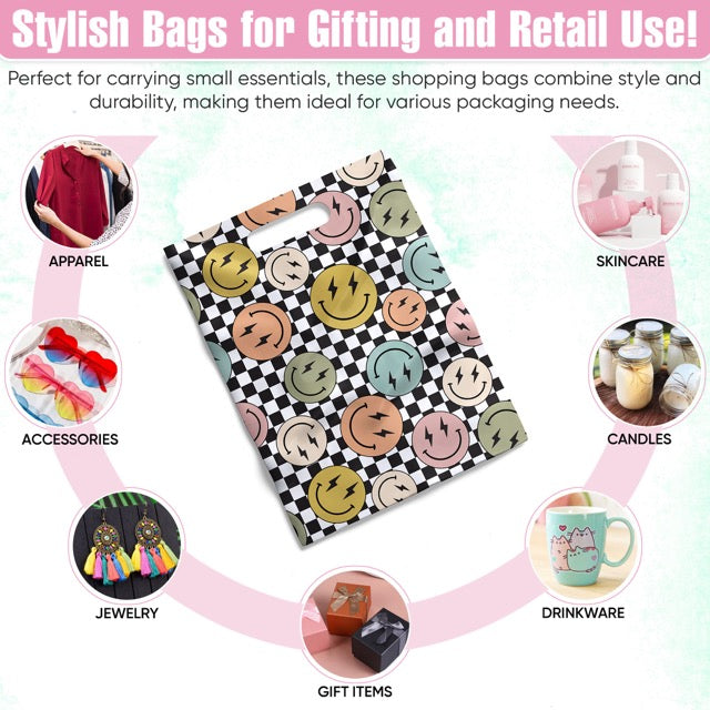 Smile Face Merchandise Bags 9x12 - 50 pack