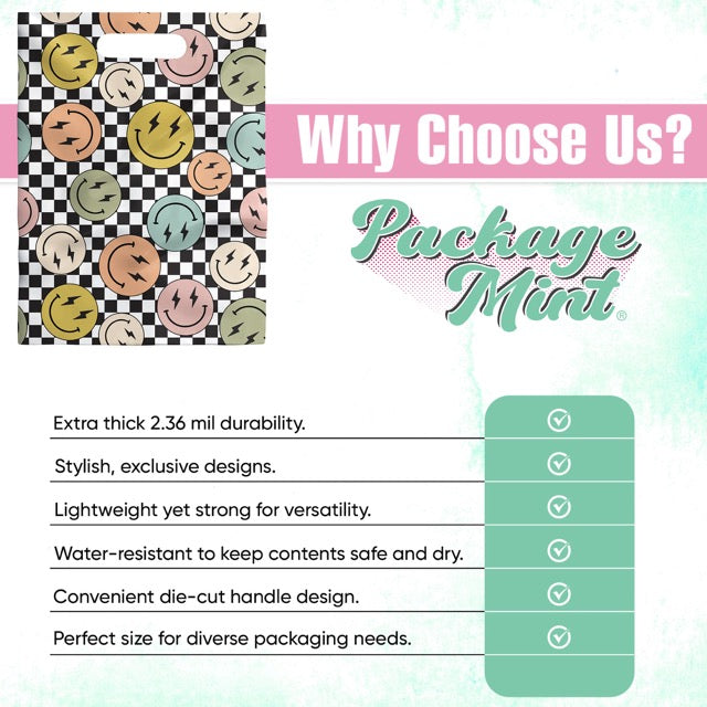 Smile Face Merchandise Bags 9x12 - 50 pack