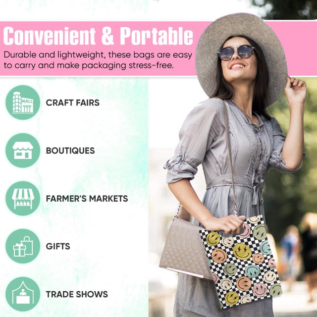 Smile Face Merchandise Bags 9x12 - 50 pack