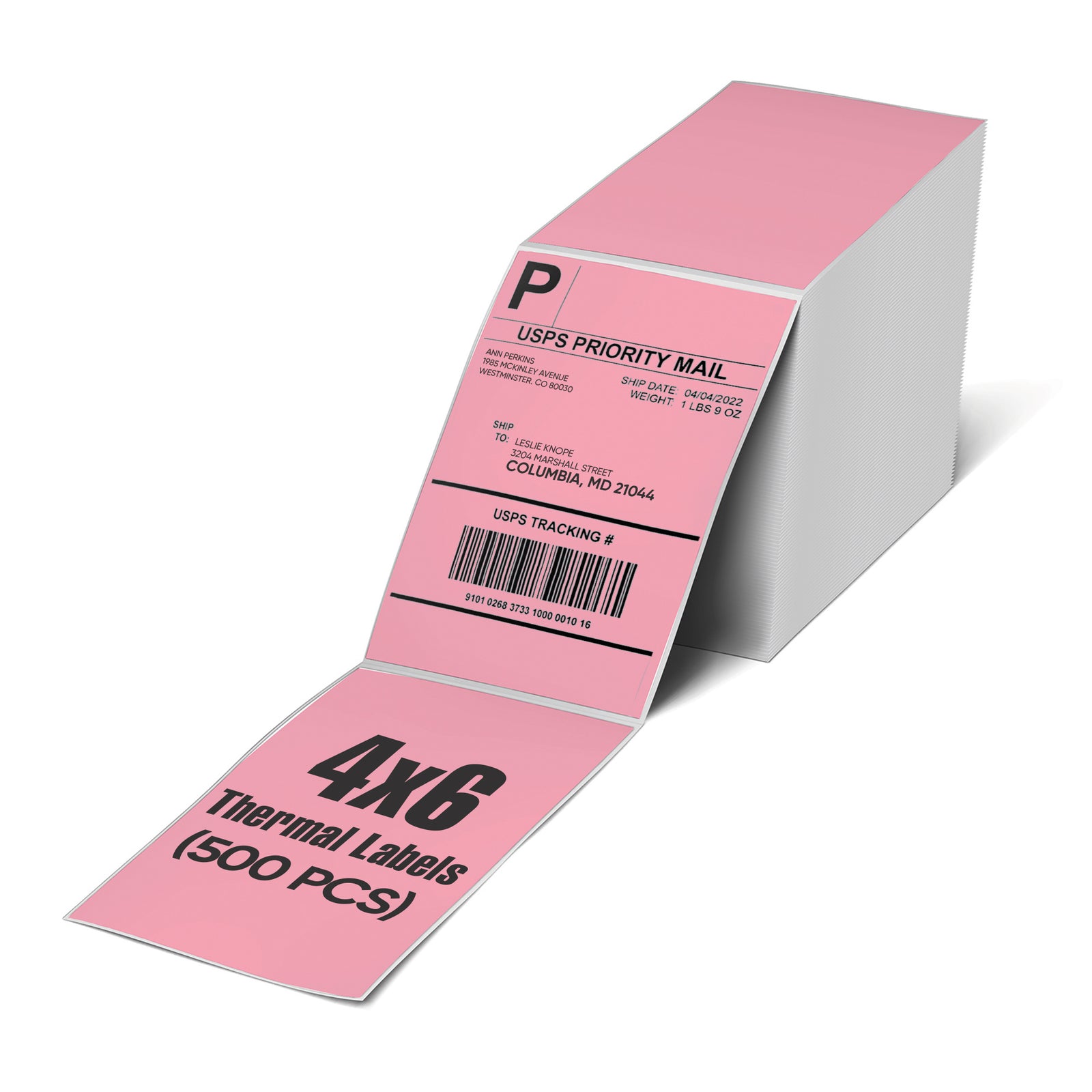 4X6 Thermal Label Pink Fanfold (500 Count)