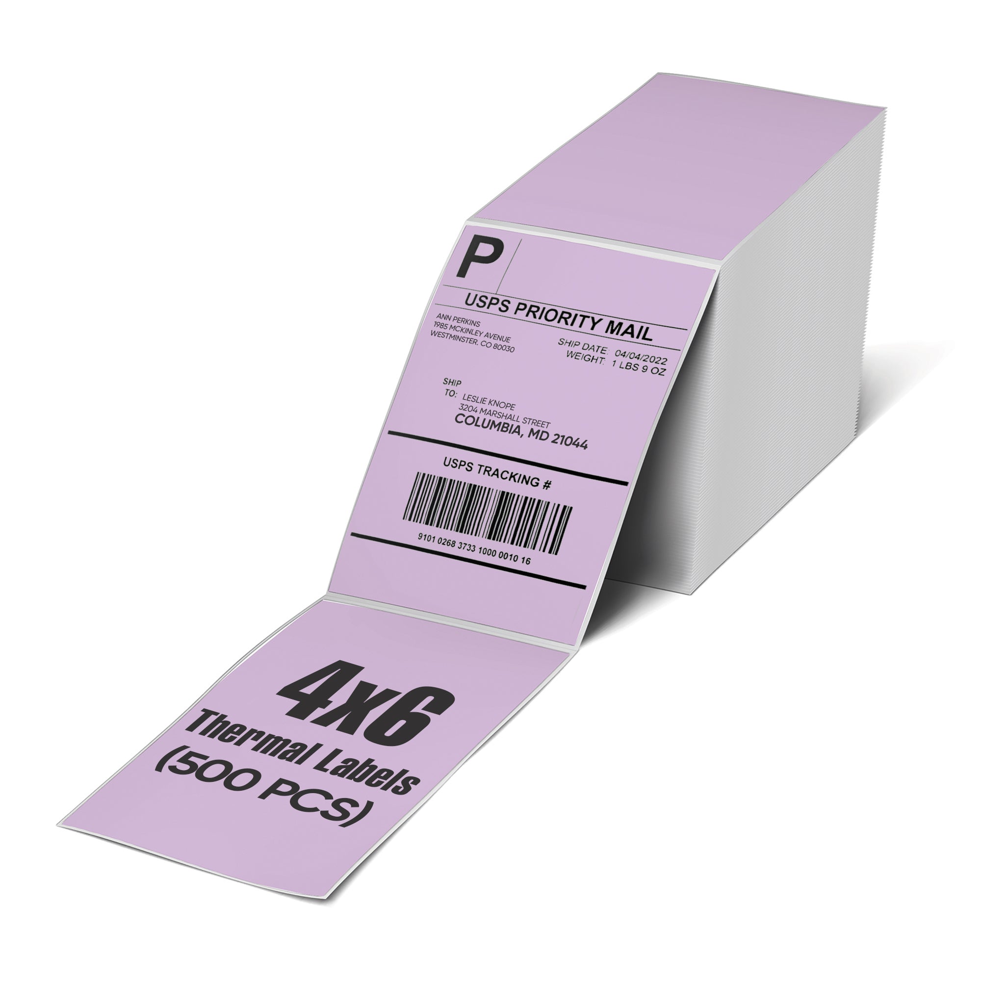 4X6 Thermal Label Purple Fanfold (500 Count)