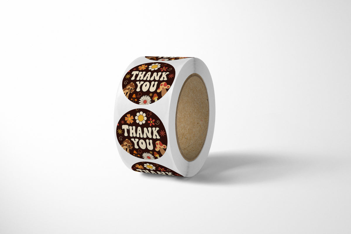 Mushroom Thank You Stickers - 500 Count