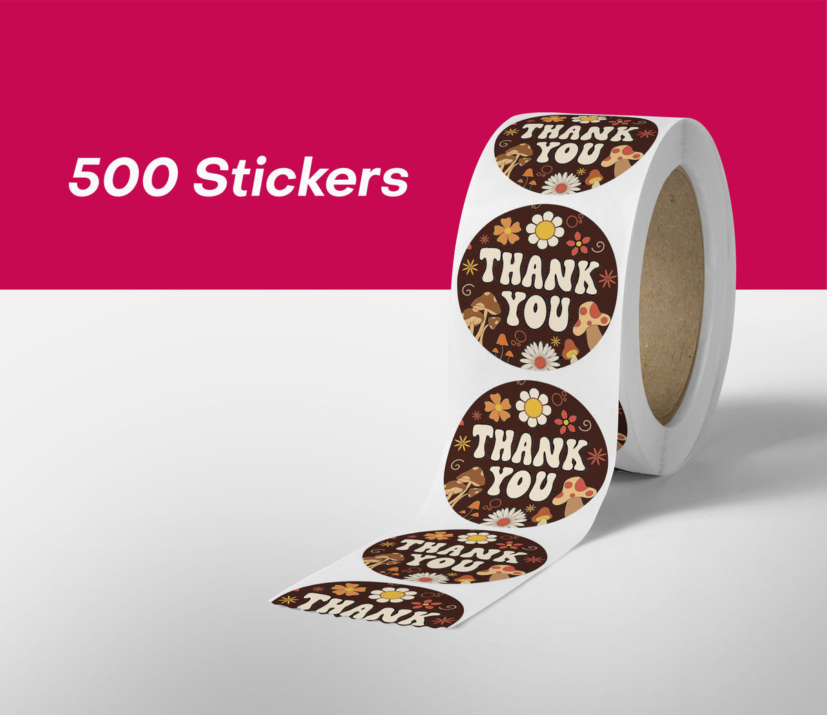 Mushroom Thank You Stickers - 500 Count