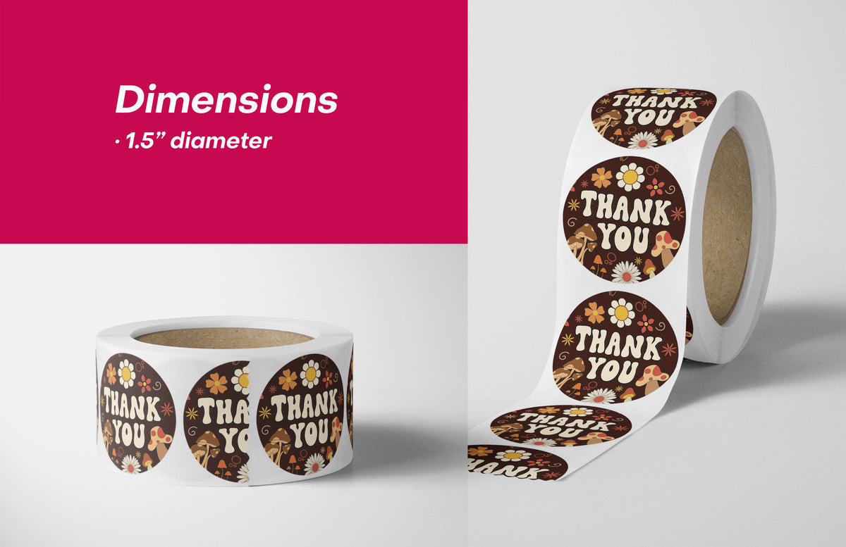 Mushroom Thank You Stickers - 500 Count