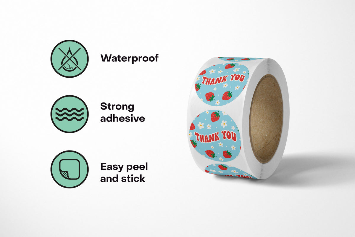 Strawberry Thank You Stickers - 500 Count