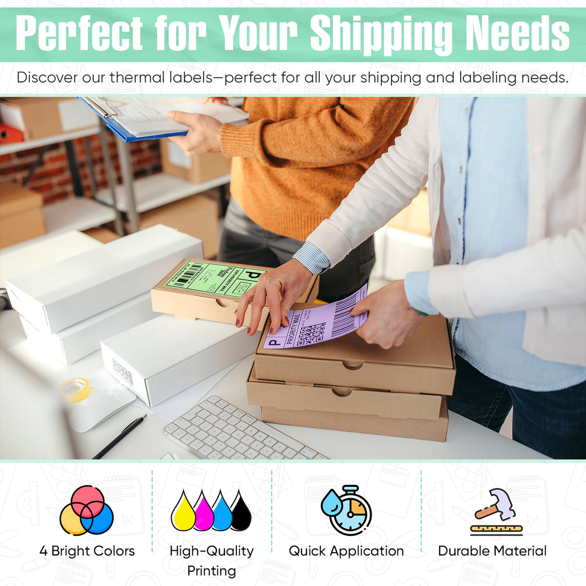 4X6 Thermal Label Green Fanfold- (500 Count)