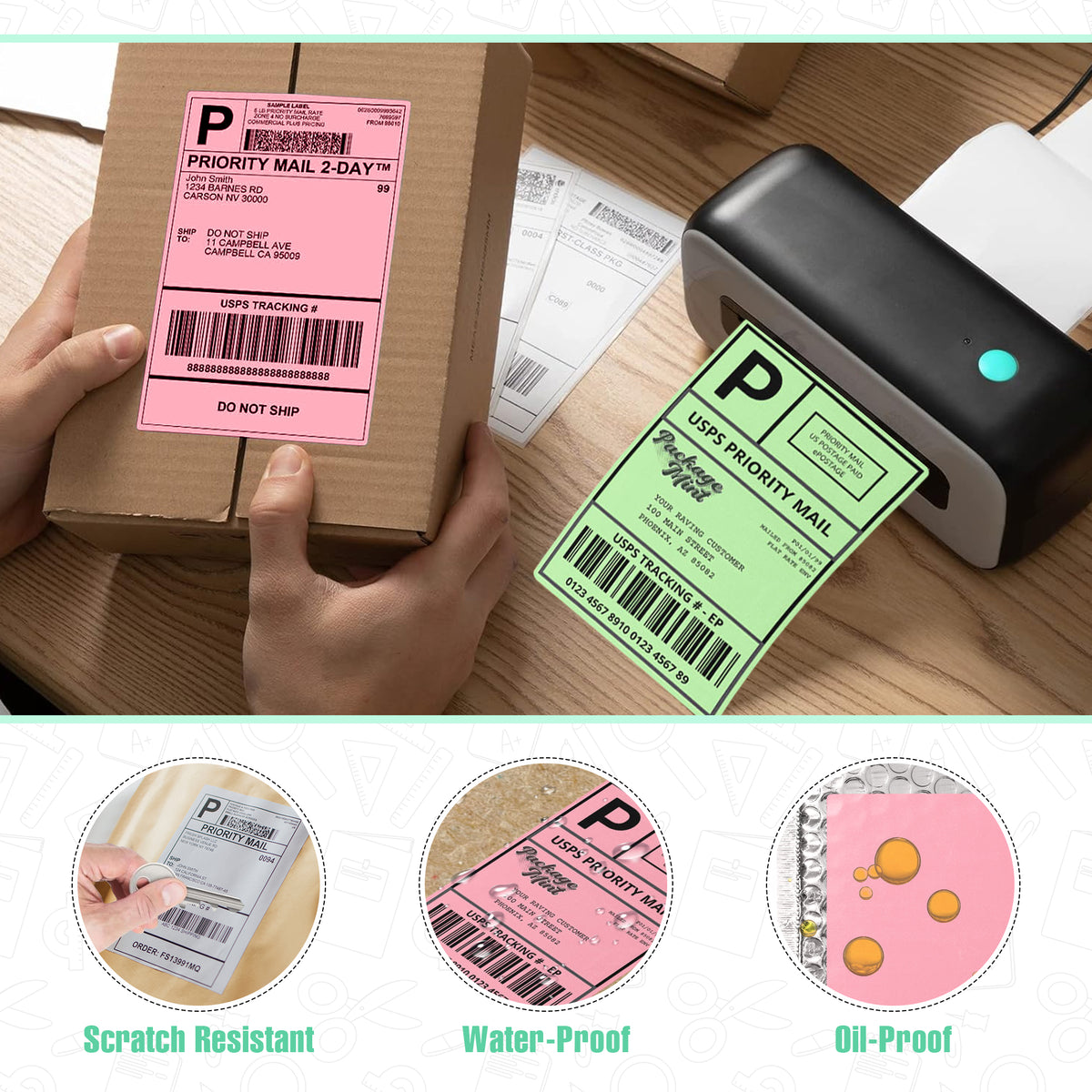 4X6 Thermal Label Green Fanfold- (500 Count)