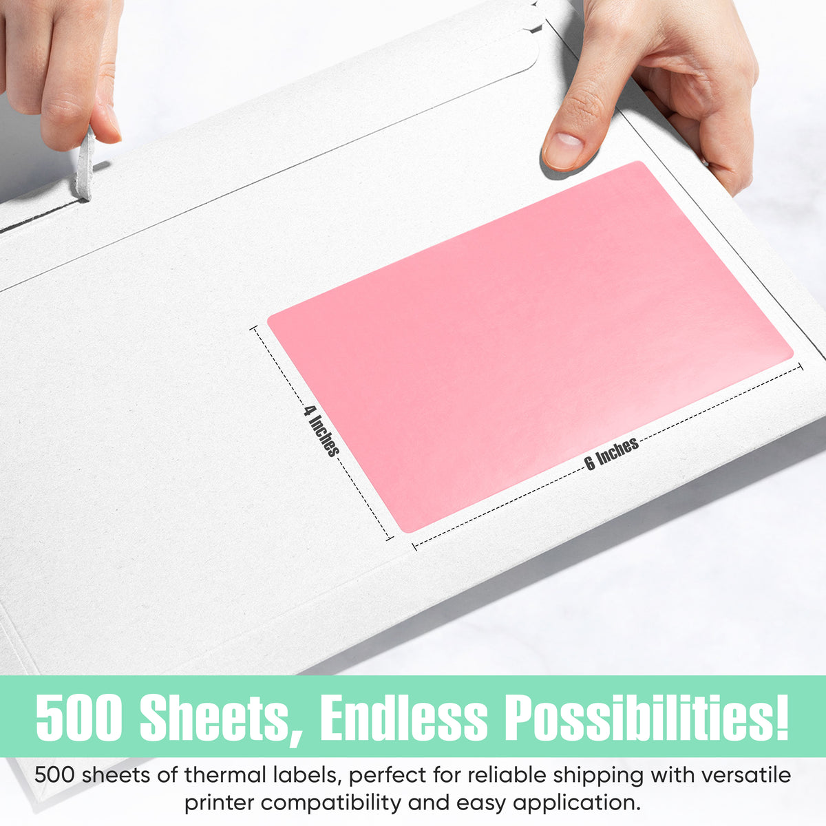 4X6 Thermal Label Pink Fanfold (500 Count)