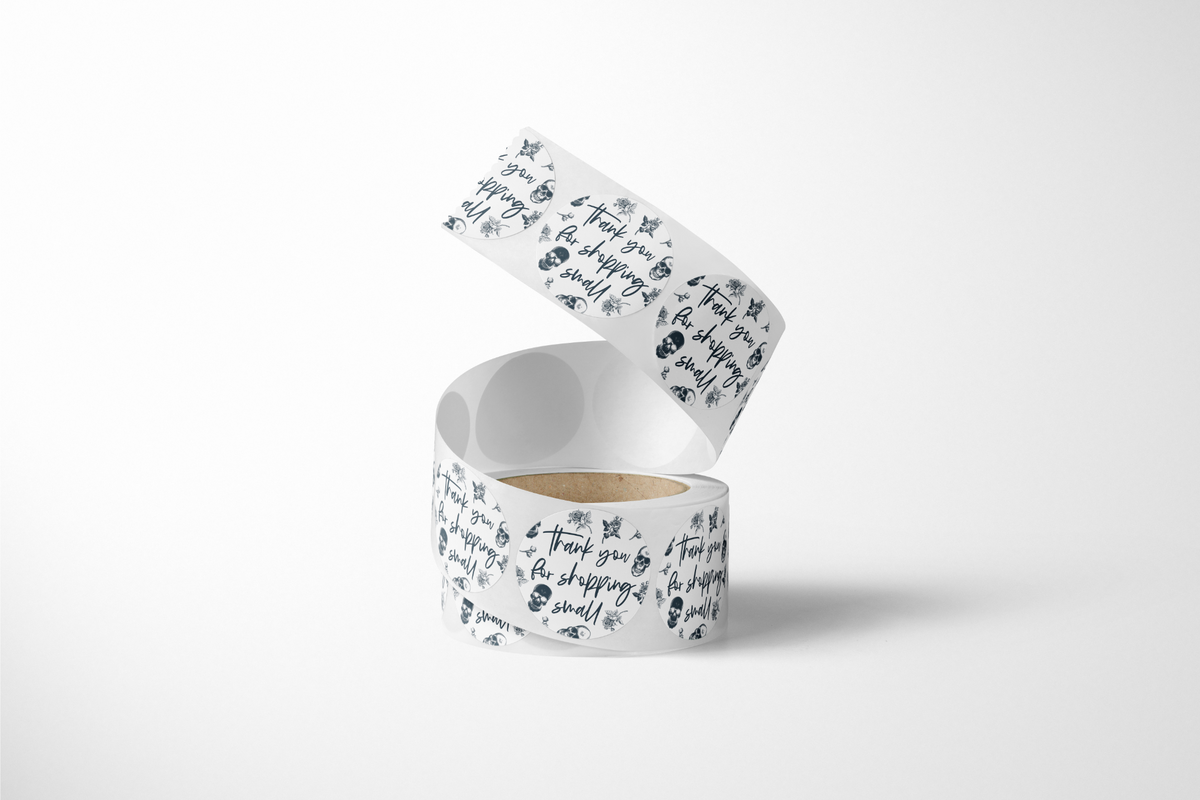 Skull Rose Thank You Stickers - 500 Count